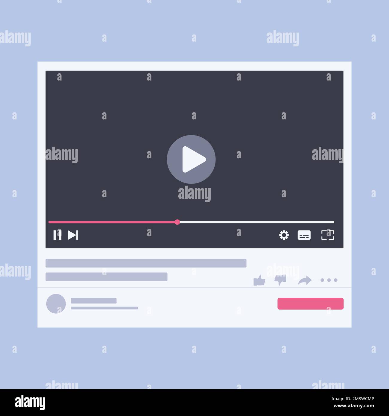 Web video player template social media concept. Mockup video channel ...