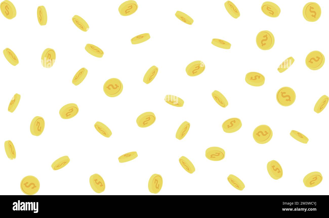 flying money dollar coin vector illustration. american dollar falling ...