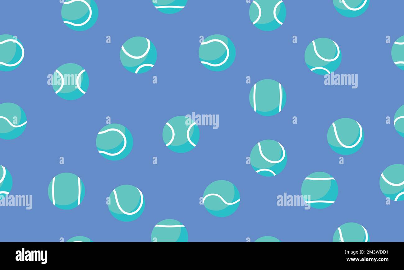 Vector seamless pattern with tennis ball on purple background. Stock Vector