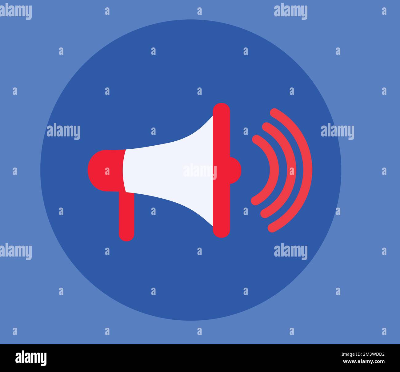 Cartoon red megaphone icon vector illustration isolated with blue ...
