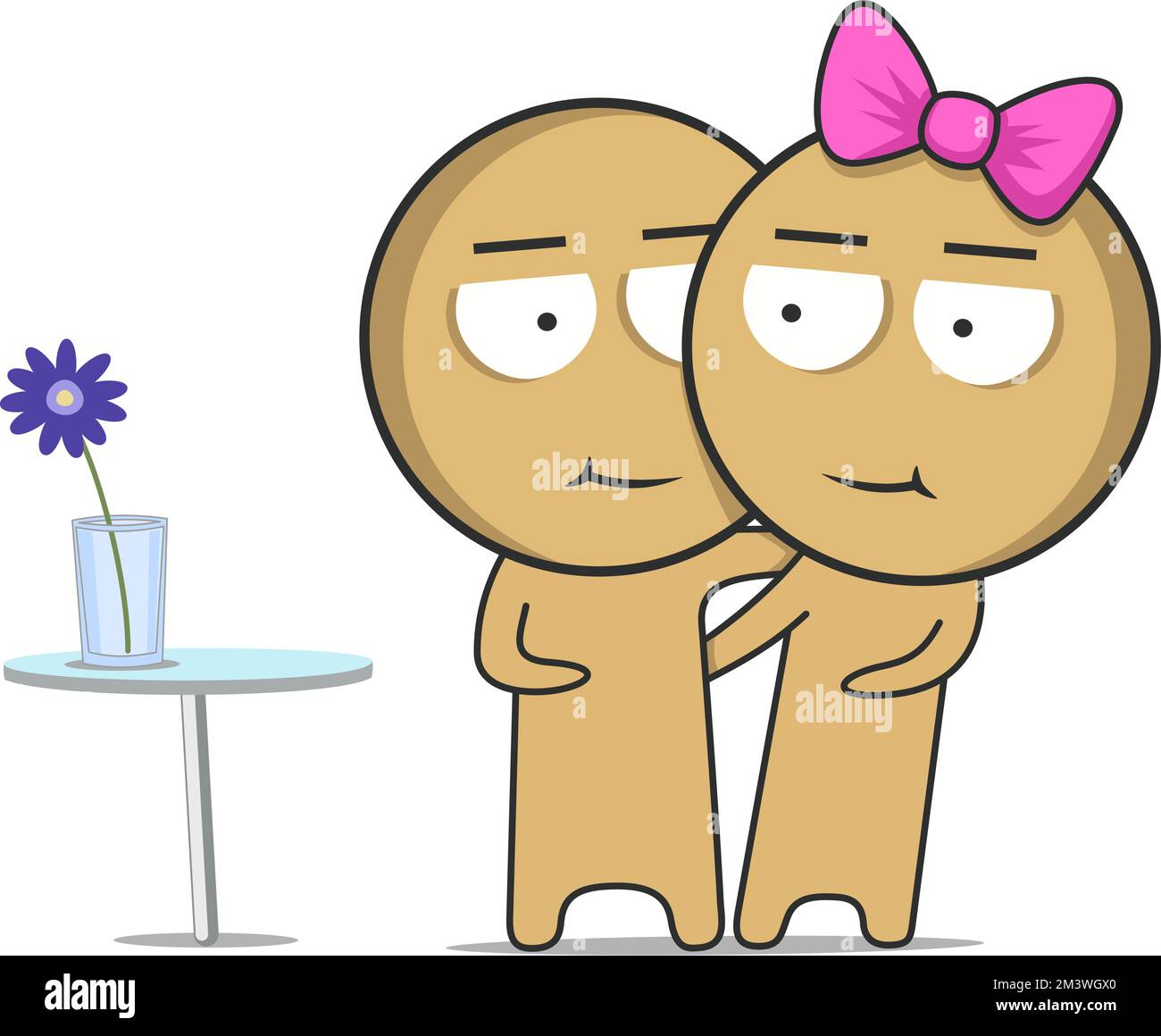 Boy and girl stand side by side and hug Stock Vector Image & Art - Alamy