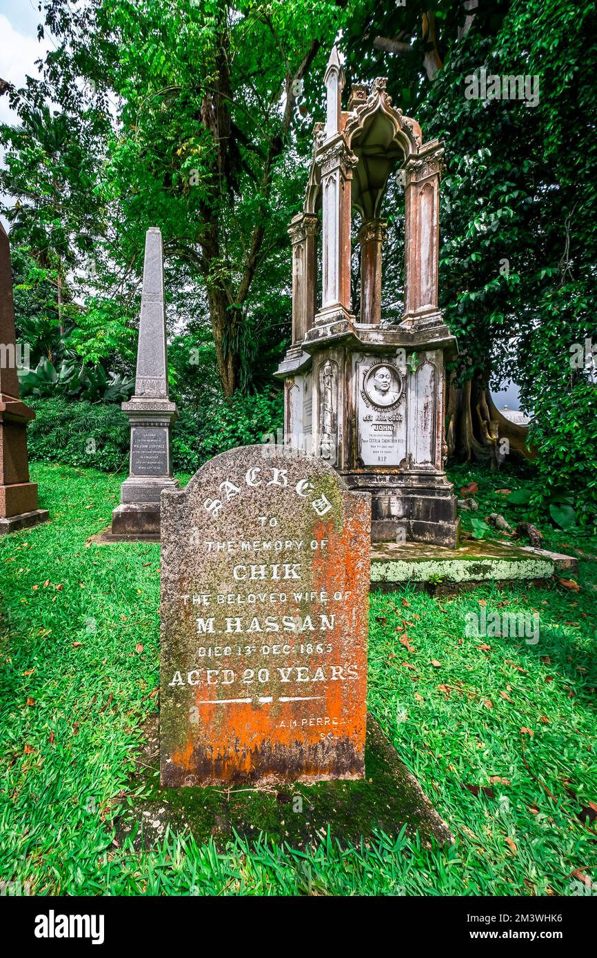 Grave Stones and Structures at Fort Canning Park. This park is an ...
