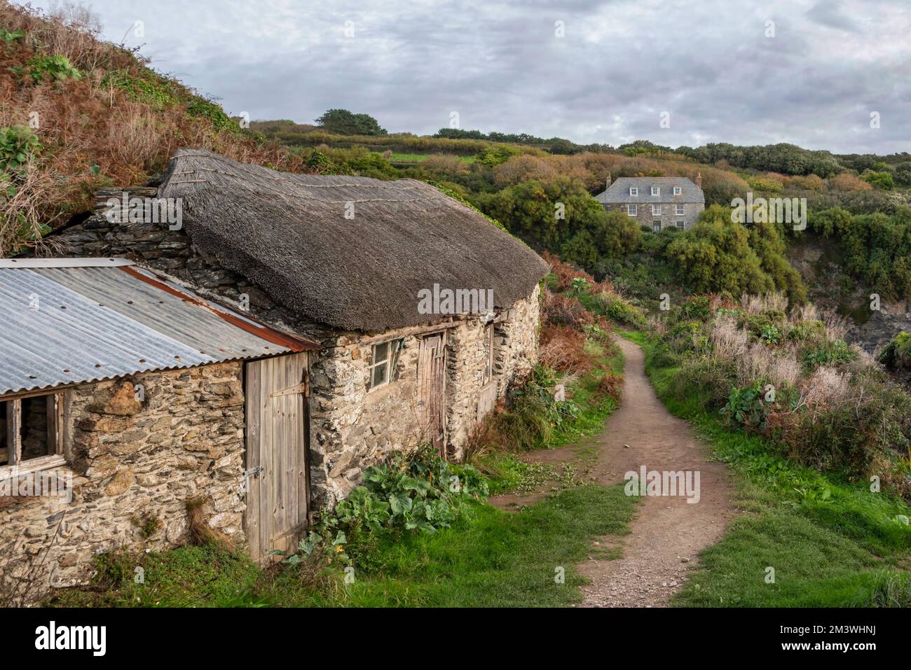 Abandoned old fishing huts at Prussia Cove in Cornwall Stock Photo Alamy