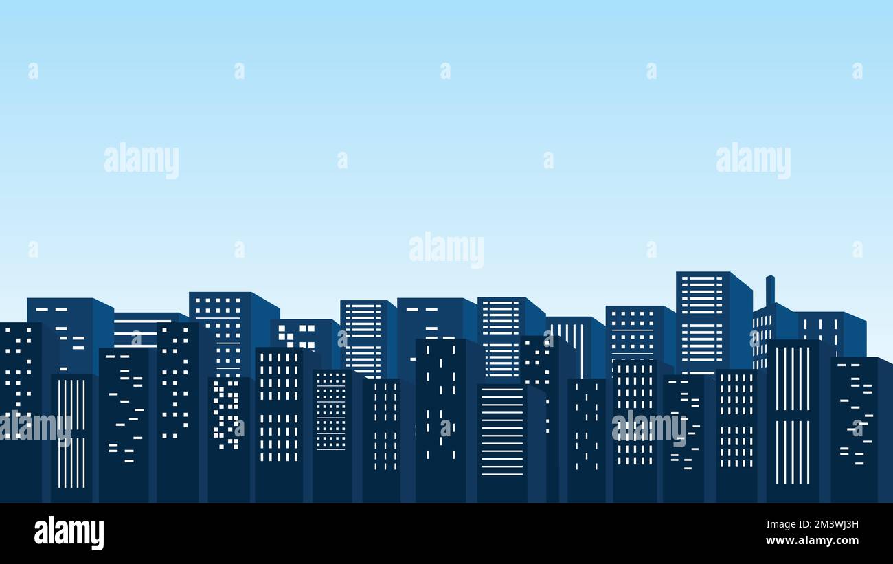 Panoramic silhouette of the city in the morning with a view of tall ...