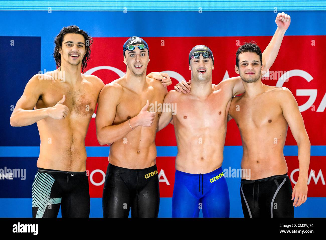 Thomas Ceccon Paolo Conte Bonin Alberto Razzetti Matteo Ciampi Of Italy Celebrate After