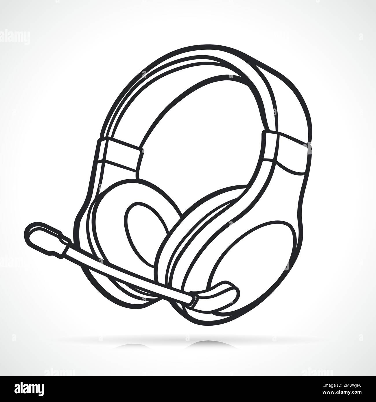 headphones black and white illustration contour design Stock Vector