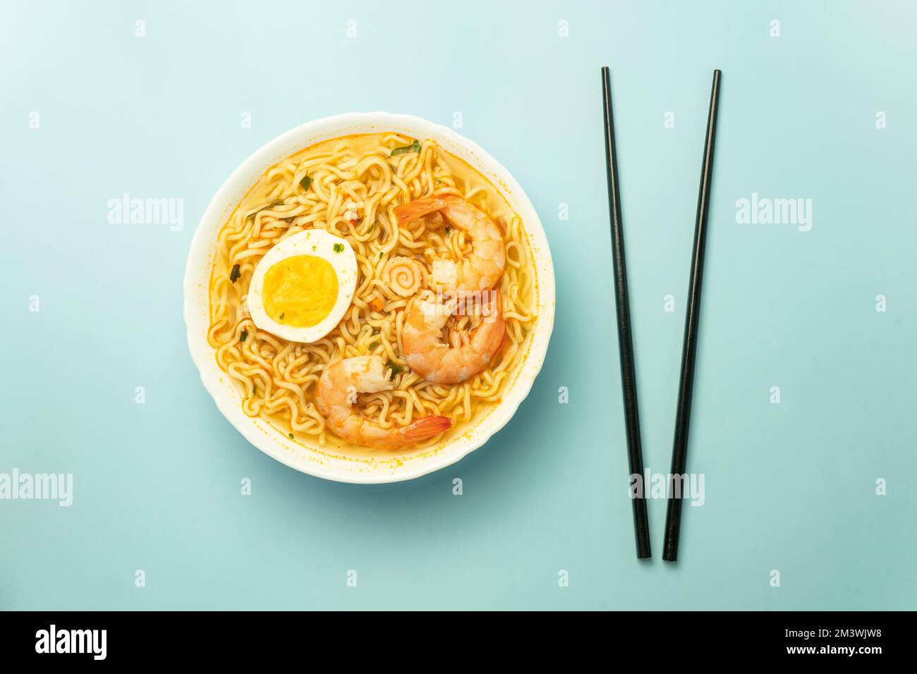 Spicy Prawn Noodle or Hokkien Mee a combination of egg noodle