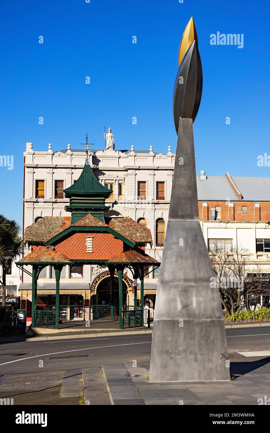 Ballarat Australia / The modern stainless steel sculpture titled Point To Sky.This sculpture by the Australian-Japanese artist Akio Makigawa was compl Stock Photo
