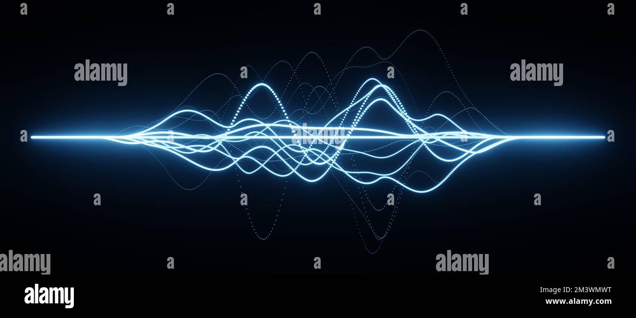 Abstract illustration of blue sound waves, visualization of frequency