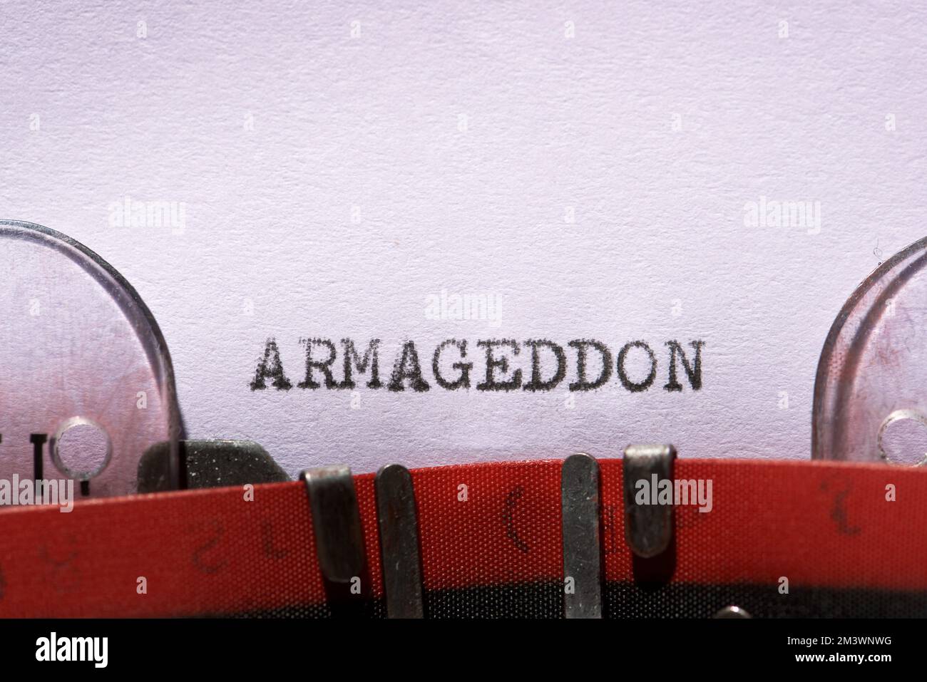 Armageddon word written with a typewriter Stock Photo Alamy