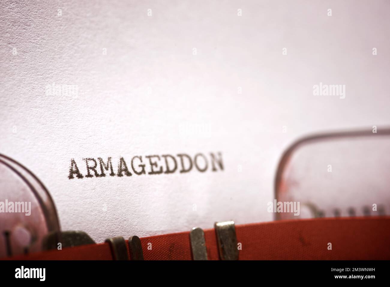Armageddon word written with a typewriter Stock Photo Alamy