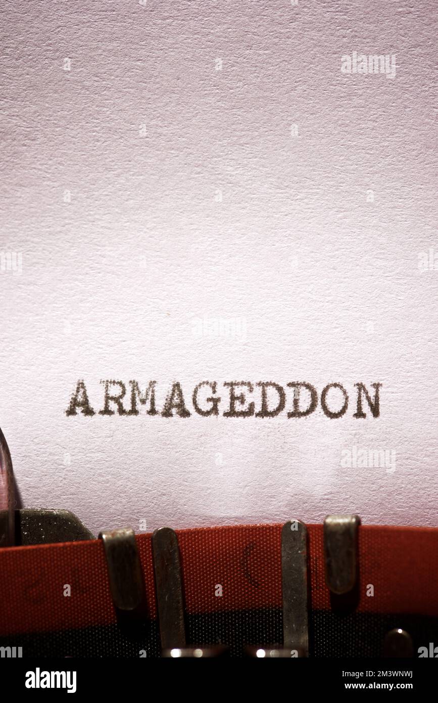 Armageddon word written with a typewriter Stock Photo Alamy