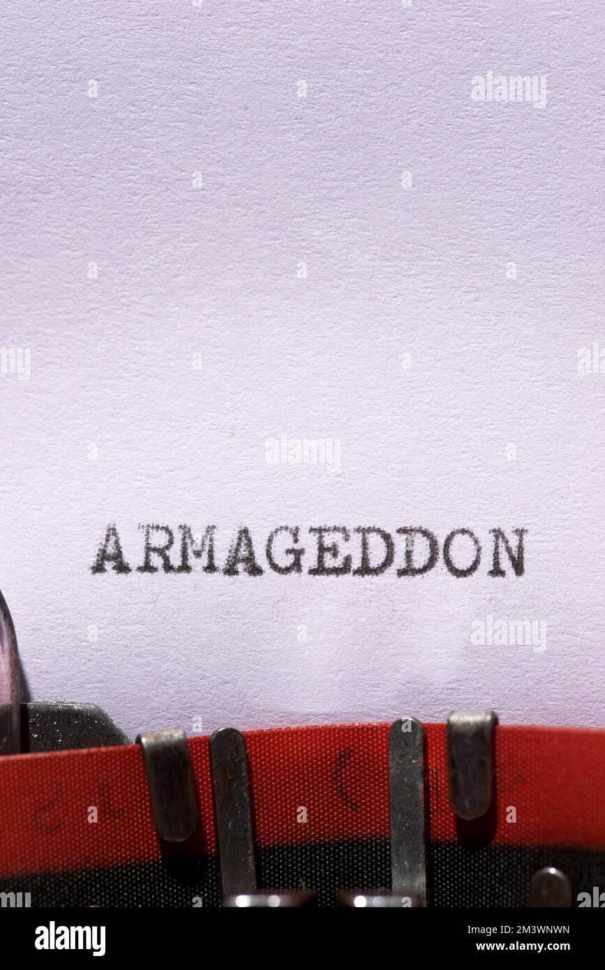 Armageddon word written with a typewriter Stock Photo Alamy