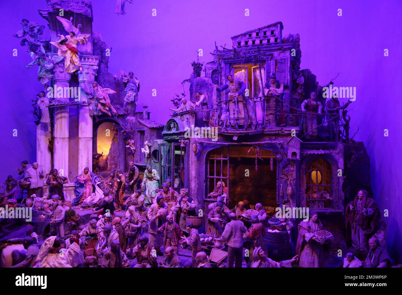 A traditional and artistic Neapolitan crib in the Sanctuary of the