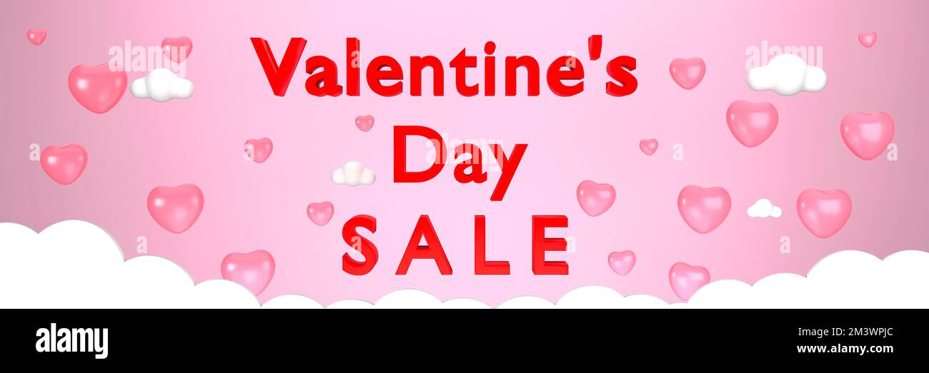 3D. Valentine's Day banner for sale with balloons. the festival of love ...