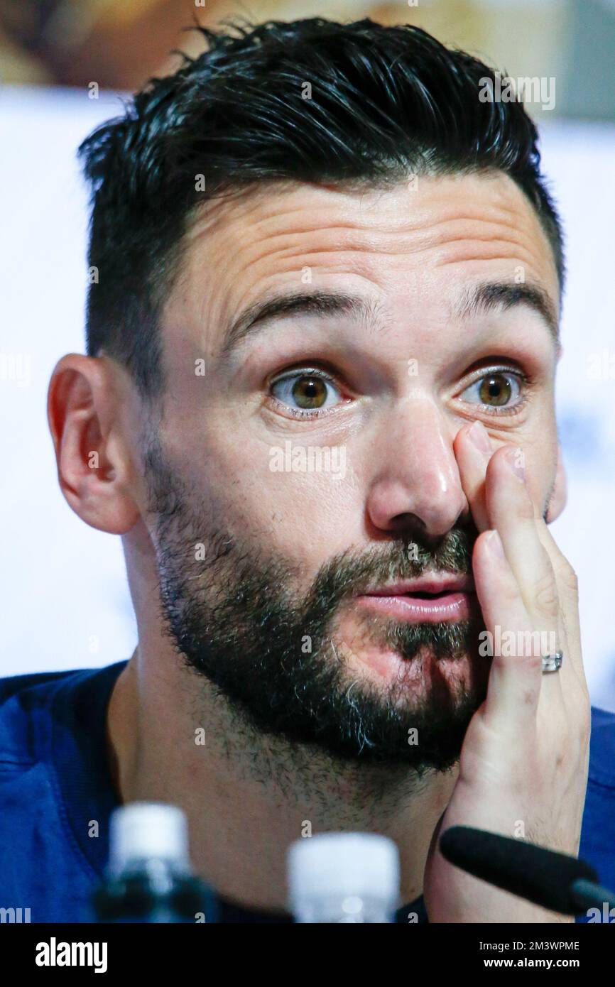 Doha, Qatar. 17th Dec, 2022. Hugo Lloris of France during the French Team Football press conference Final FIFA World Cup at Main Media Center, Qatar National Convention Center on December 17, 2022 in Doha, Qatar Credit: Brazil Photo Press/Alamy Live News Stock Photo