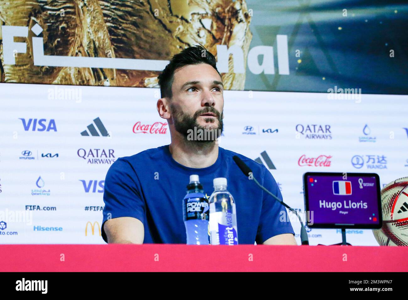 Doha, Qatar. 17th Dec, 2022. Hugo Lloris of France during the French Team Football press conference Final FIFA World Cup at Main Media Center, Qatar National Convention Center on December 17, 2022 in Doha, Qatar Credit: Brazil Photo Press/Alamy Live News Stock Photo