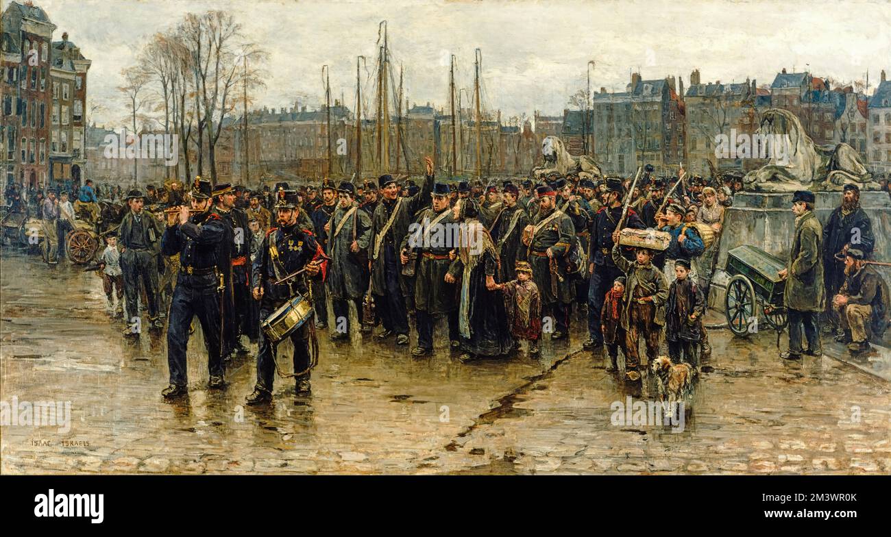 Isaac Israëls, Transport of colonial soldiers, painting in oil on canvas, 1883-1884 Stock Photo