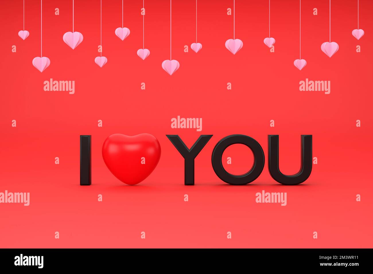 3D. Text and pink heart for wording I Love you. valentine's concept ...