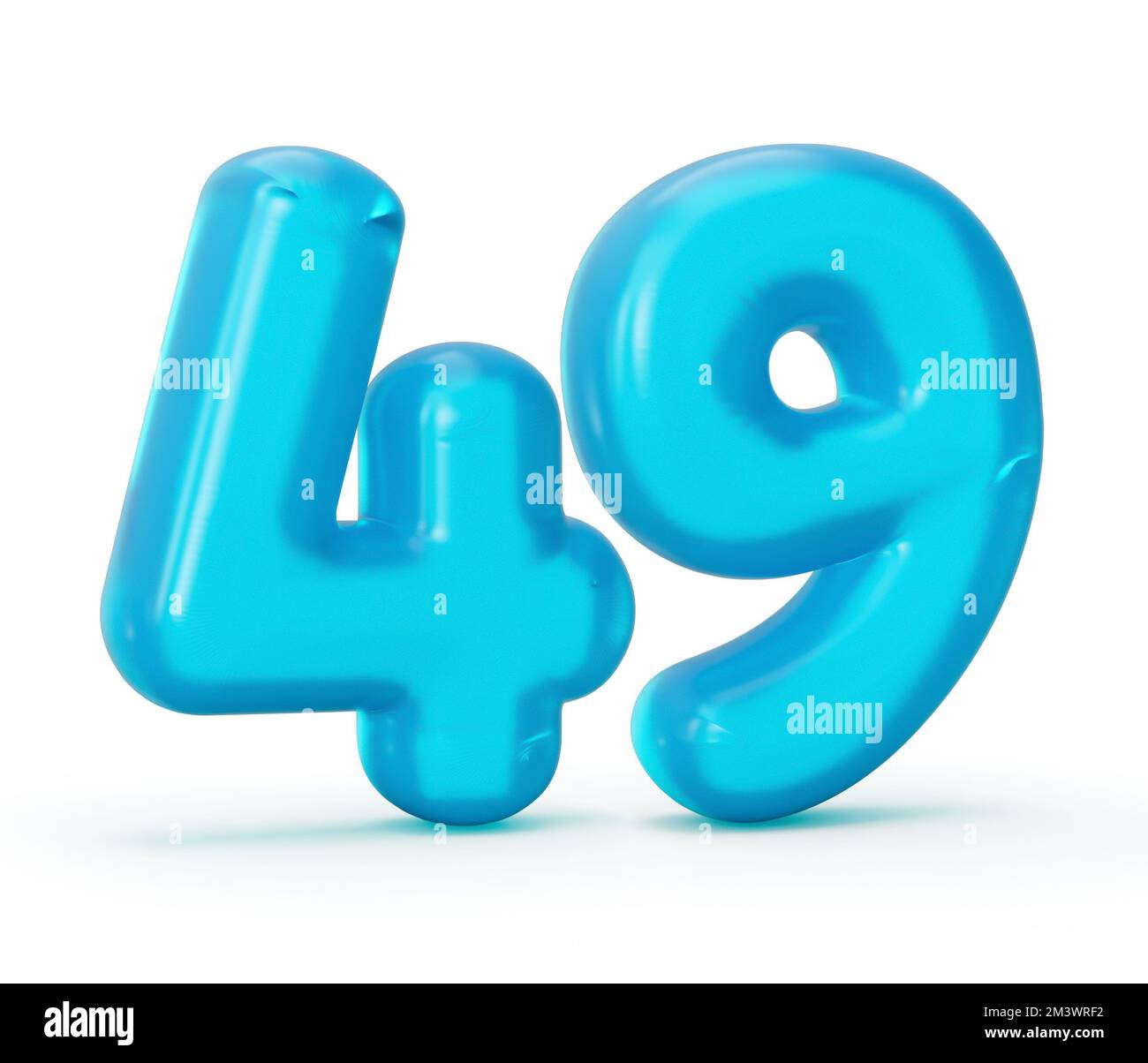 A Blue jelly digit 49 Forty Nine isolated on white background for kids