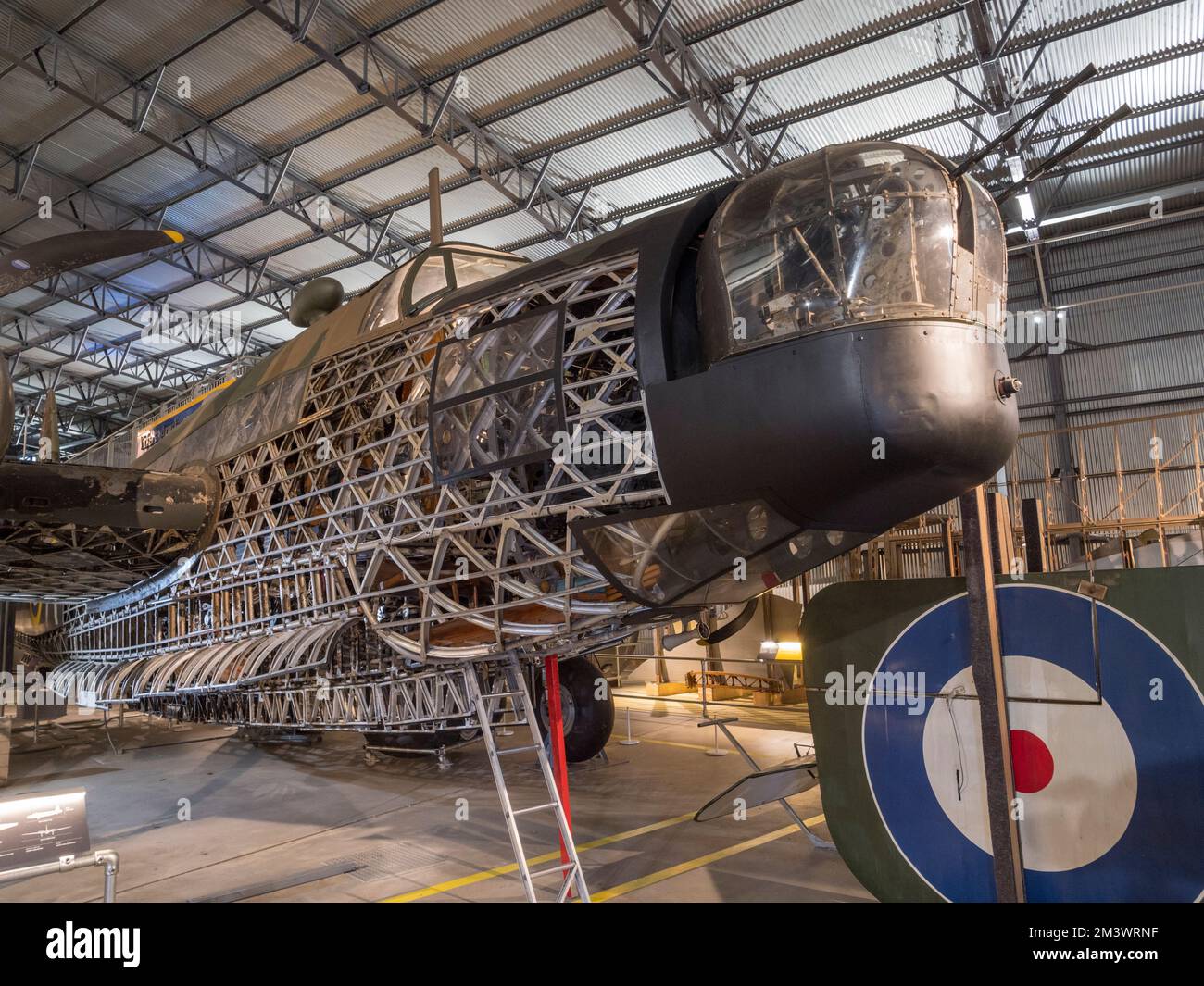 Detail of the  frame of a Vickers Wellington Mk1A (N2980) on display in the Bellman Hanger, Brooklands Museum, Surrey, UK Stock Photo