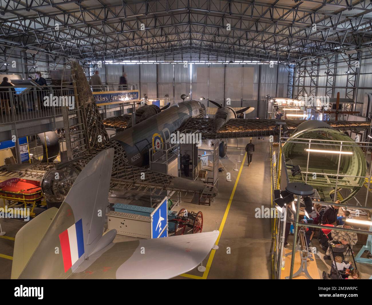 General view inside the Bellman Hanger focusisng on the Vickers Wellington Bomber in the Brooklands Museum, Surrey, UK Stock Photo