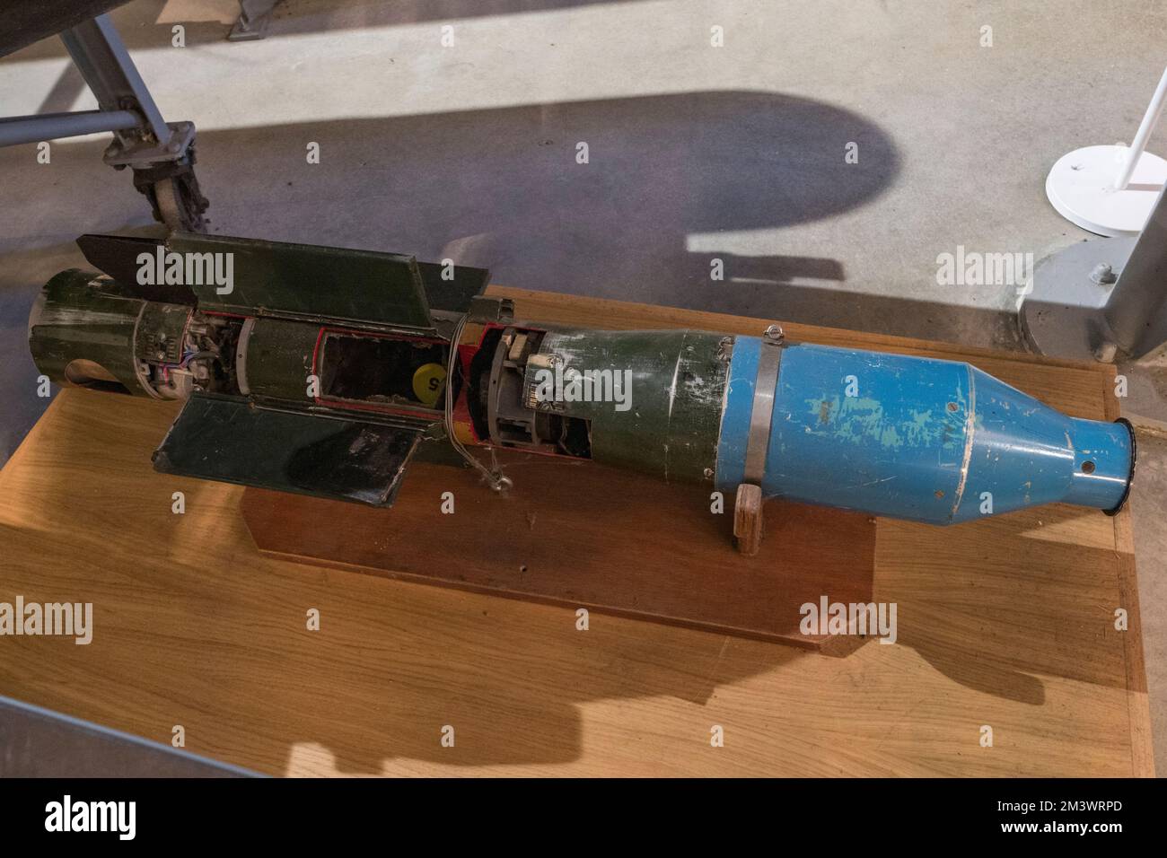 A Vickers Vigilant anti-tank missile (c 1960) on display in the Bellman Hanger, Brooklands Museum, Surrey, UK Stock Photo