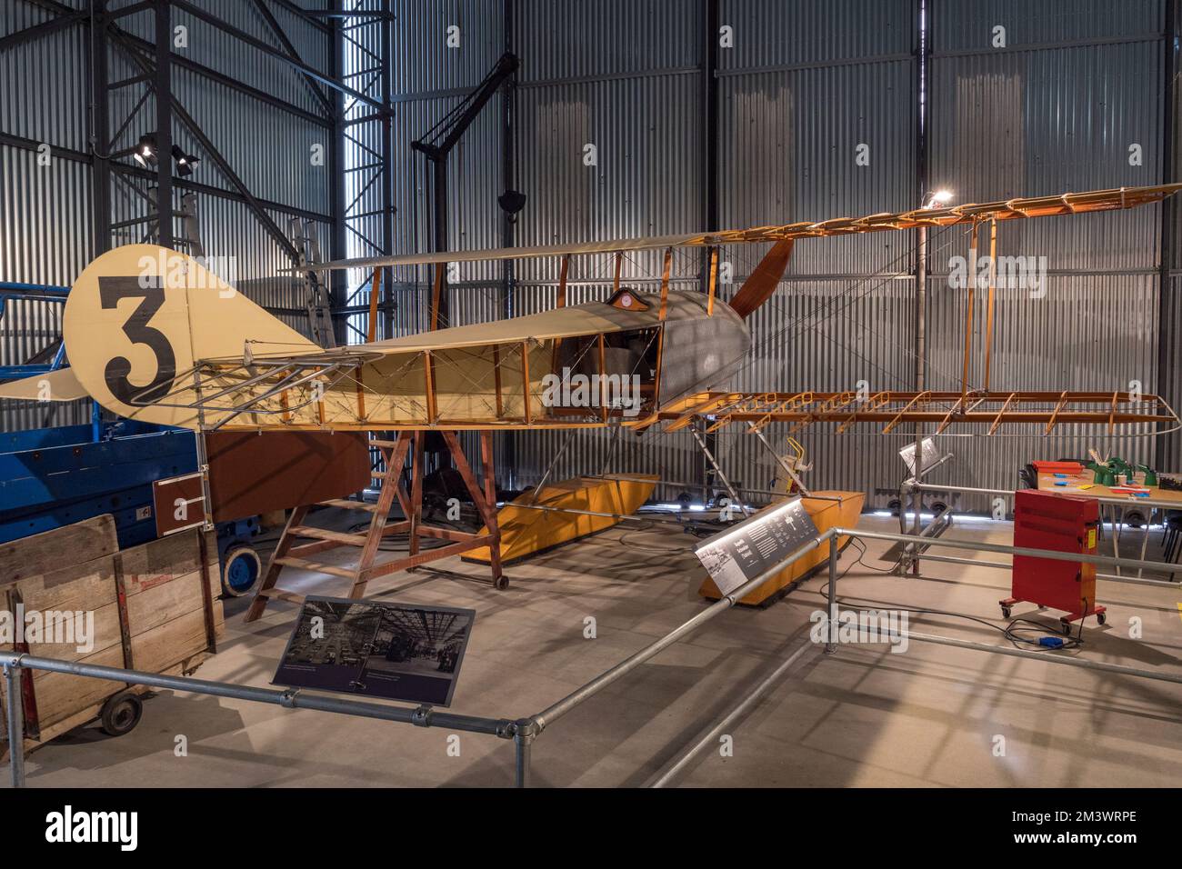 A Sopwith Schneider (Tabloid) replica floatplane (1910s) on display in the Bellman Hanger, Brooklands Museum, Surrey, UK Stock Photo