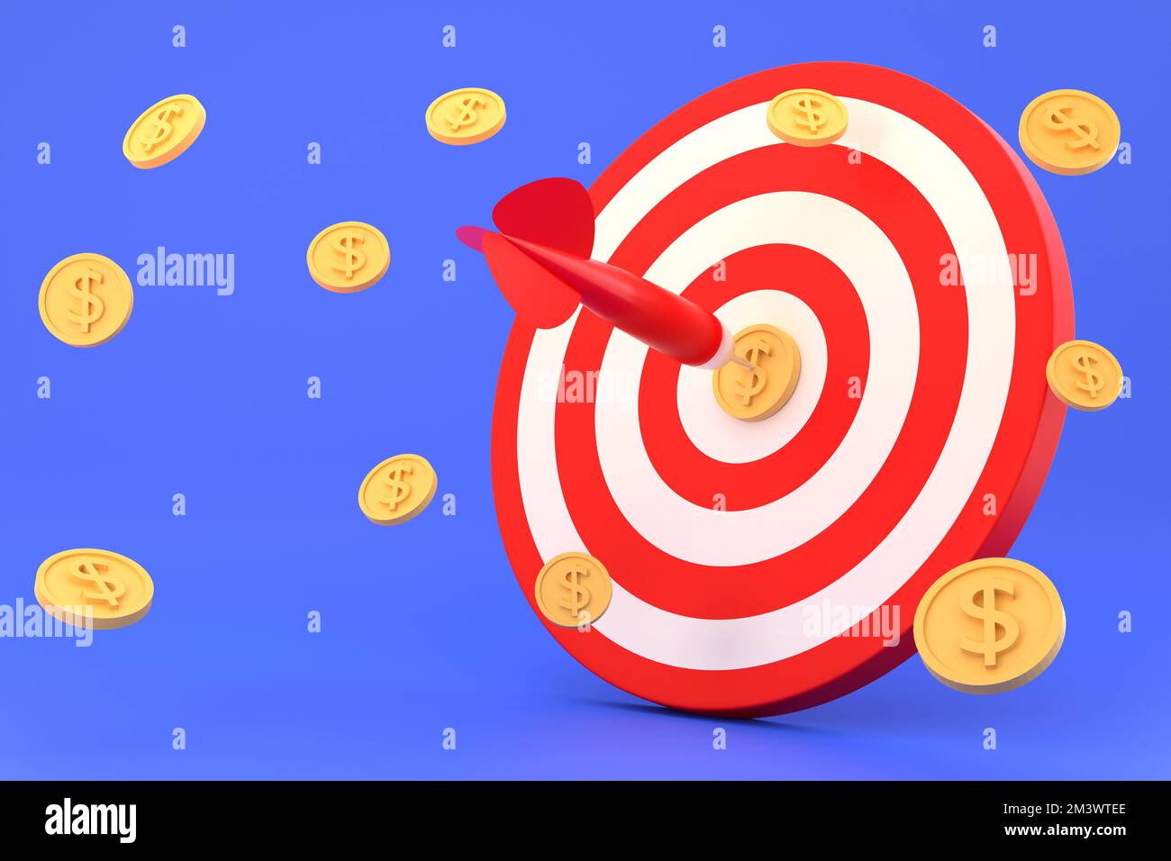 3D. Dart board and darts darts with dollar coins. Concept business finance Stock Photo Alamy