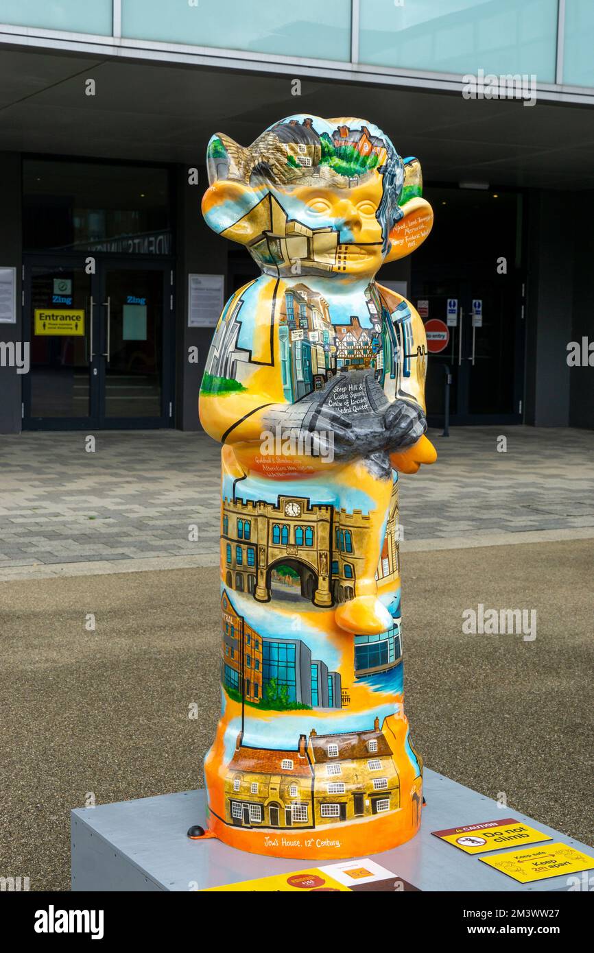 City Trail Imp decorated statue on the Lincoln imp trail, Lincoln 2021 Stock Photo