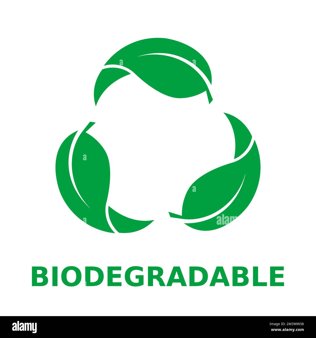 Biodegradable icon. Simple leaves make biodegradable symbol. Green leaf