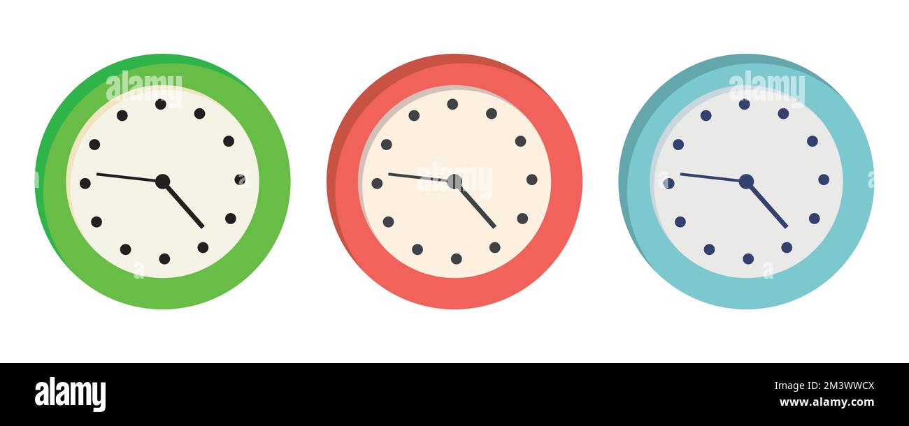 Flat long shadow clock icon isolated on white background . Vector ...