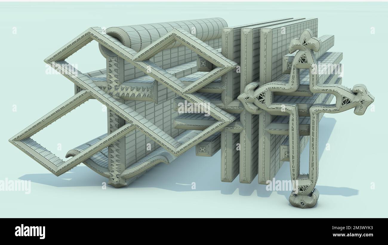 A 3D Illustration of an architectural structure based on a Christian ...