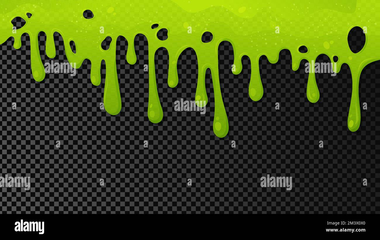 Flowing green sticky liquid. Slime drips and flowing. Stock Vector