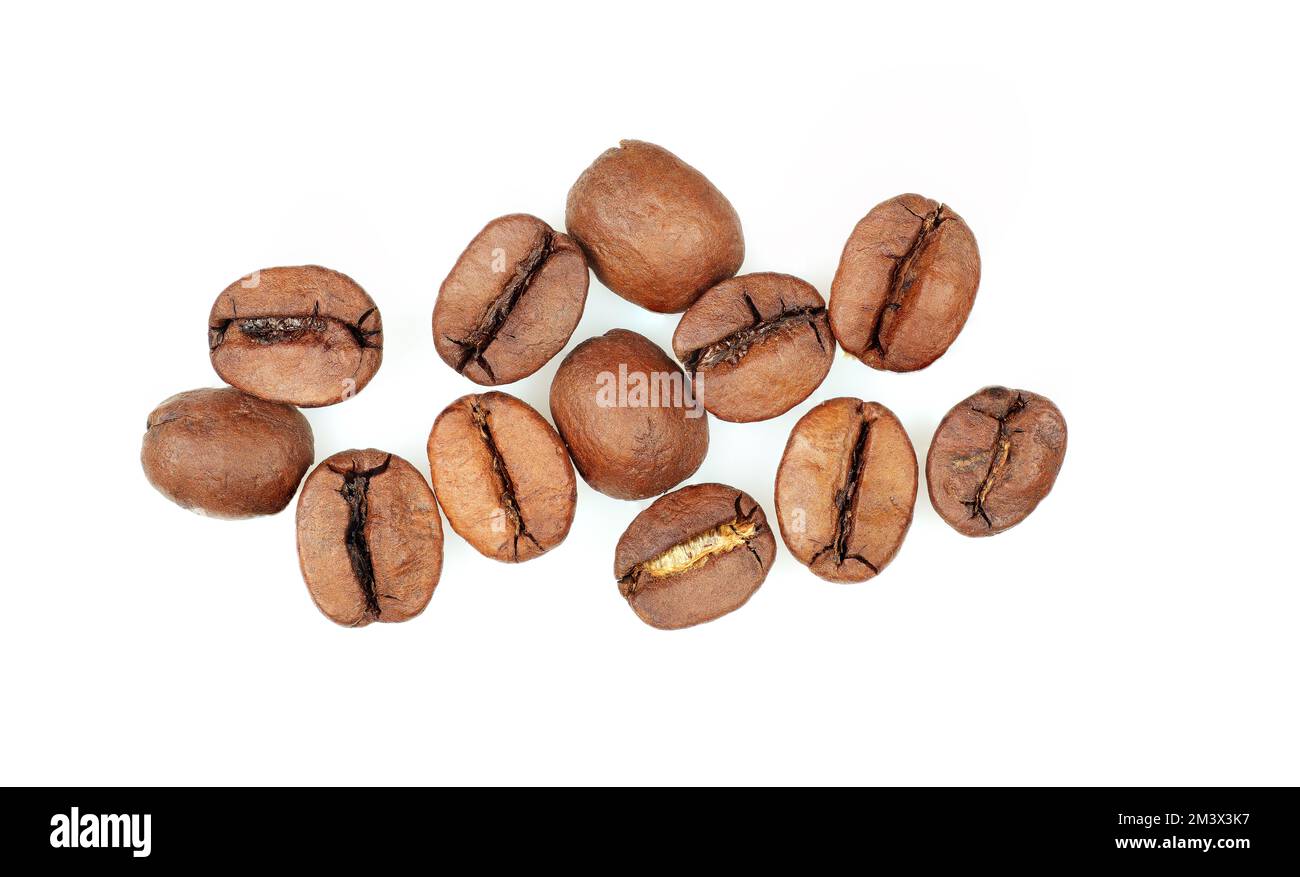roasted arabica beans on white background Stock Photo - Alamy