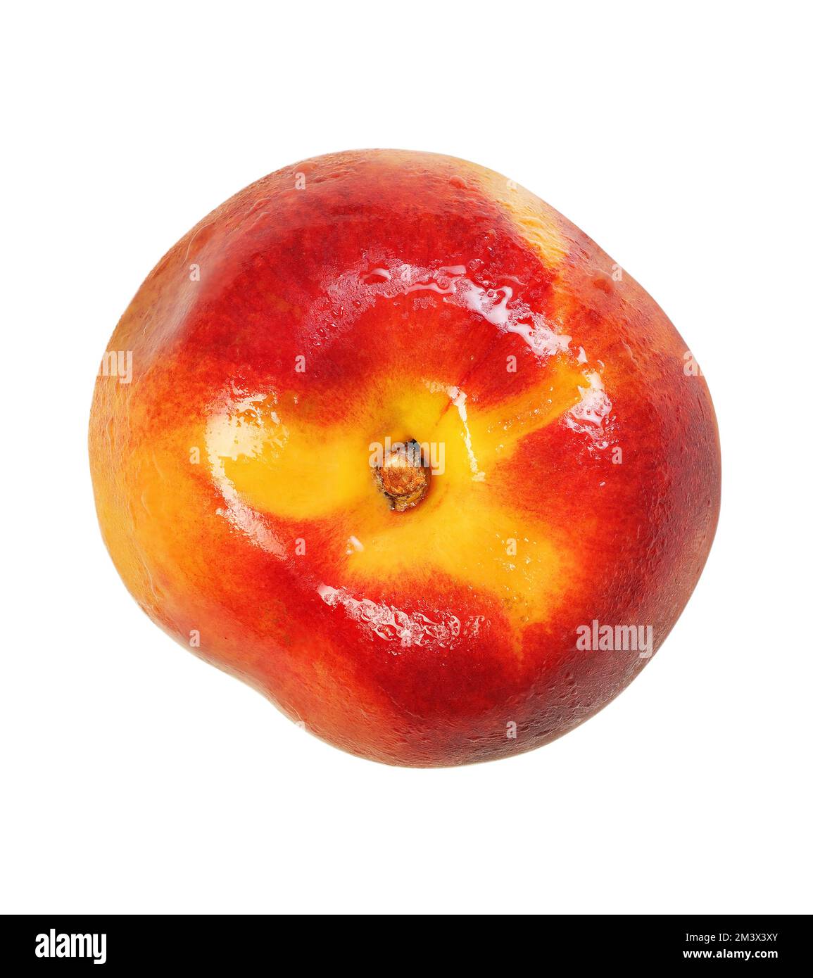 nectarine from above on a white background Stock Photo