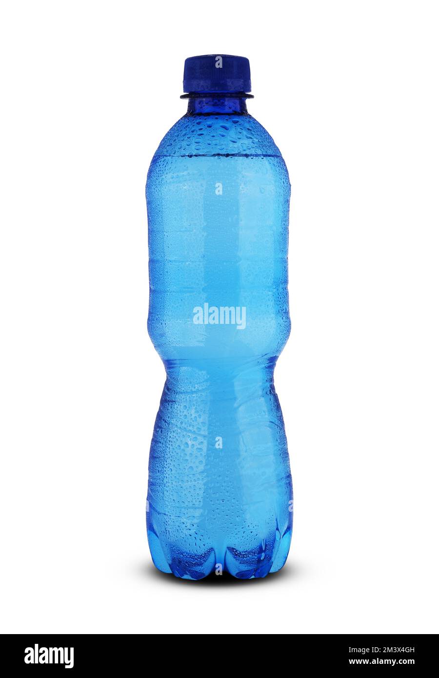 blue small bottle with mineral water isolated on white background Stock ...