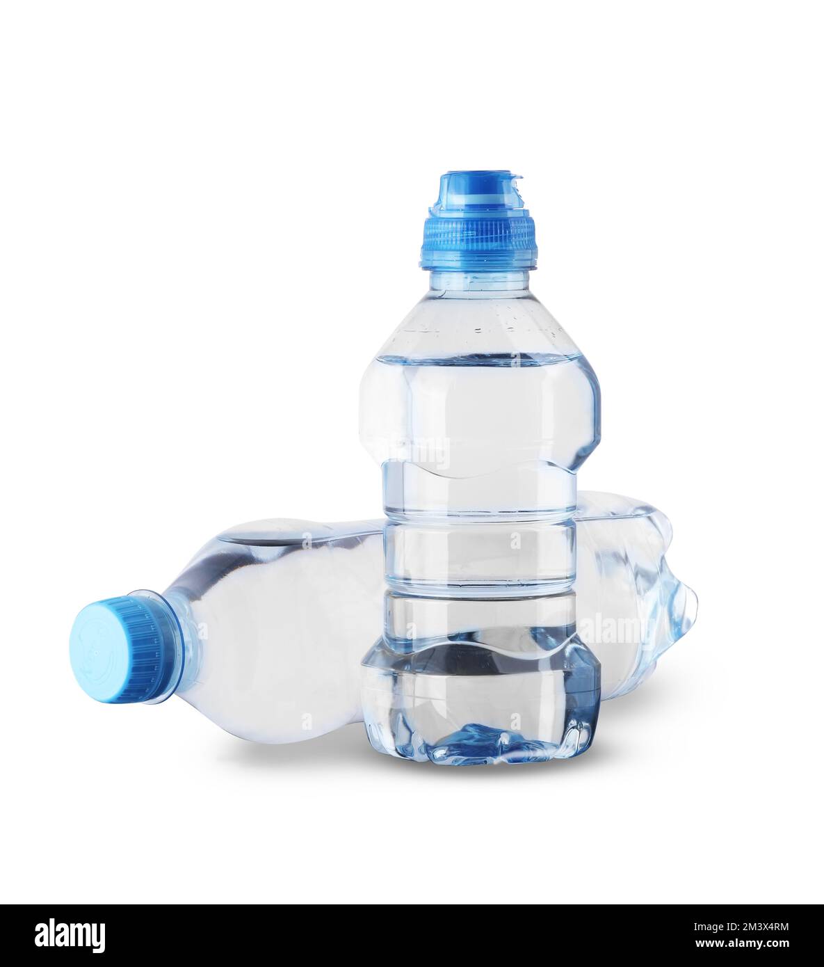 two plastic bottles with water on a white background Stock Photo Alamy