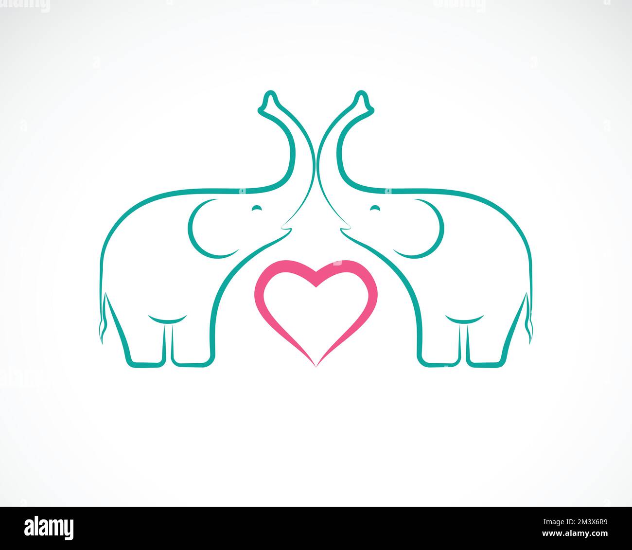 Vector image of elephant and heart on white background, Elephant Icon Logo, Elephant Design.Easy editable layered vector illustration. Stock Vector