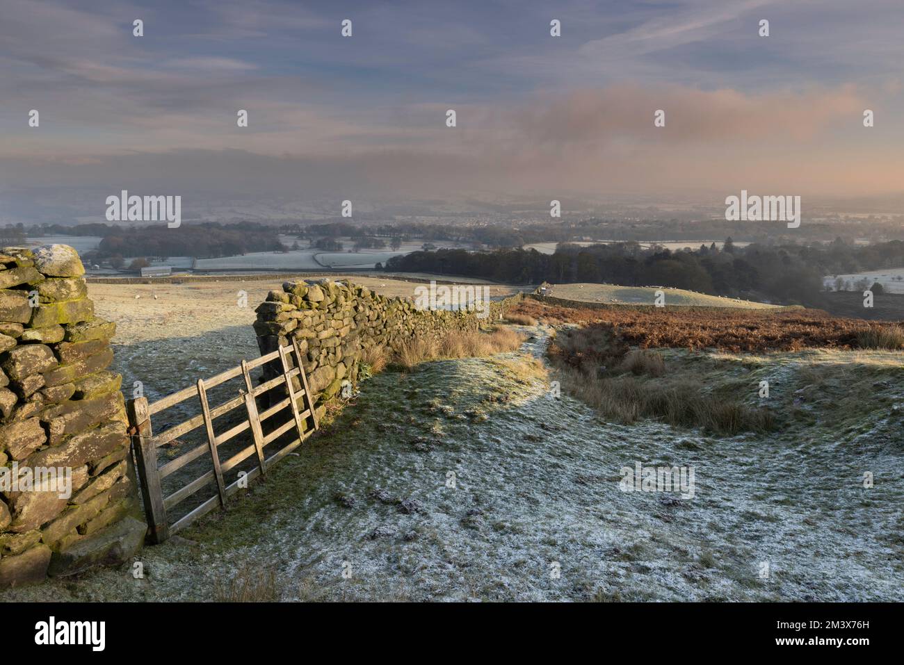 The view along Wharfedale, in West Yorkshire, from Burley Moor (part of