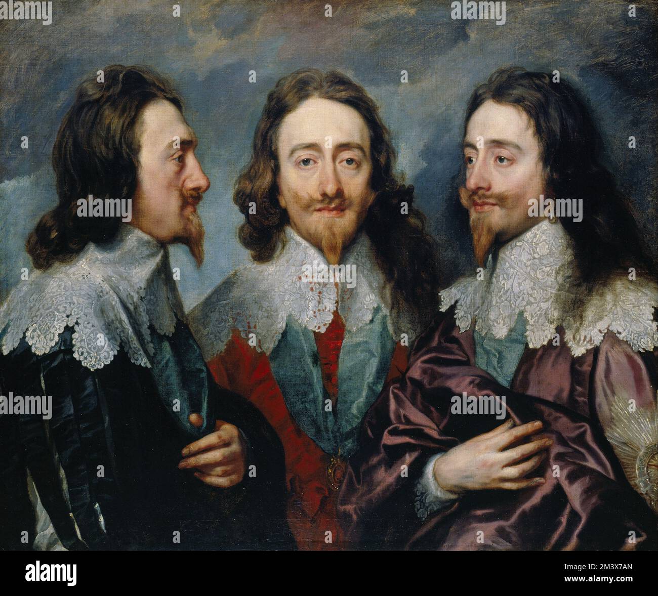 Charles I ( 1600 - 1649 ) in Three Positions painted by Sir Anthony Van Dyck (1599 - 1641) Stock Photo
