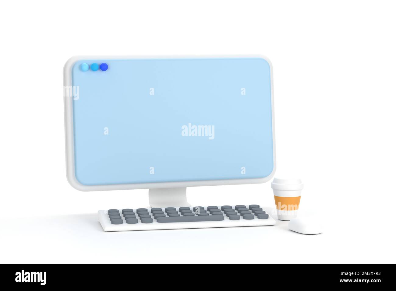 3D. Mock up computer of creative designer modern electronic gadgets. white background Stock Photo
