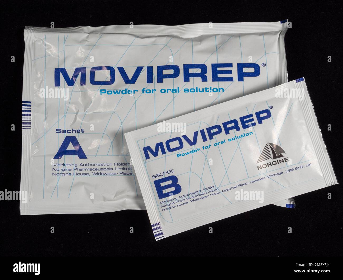 Sachets of Moviprep, a lemon flavored laxative used by patients prior