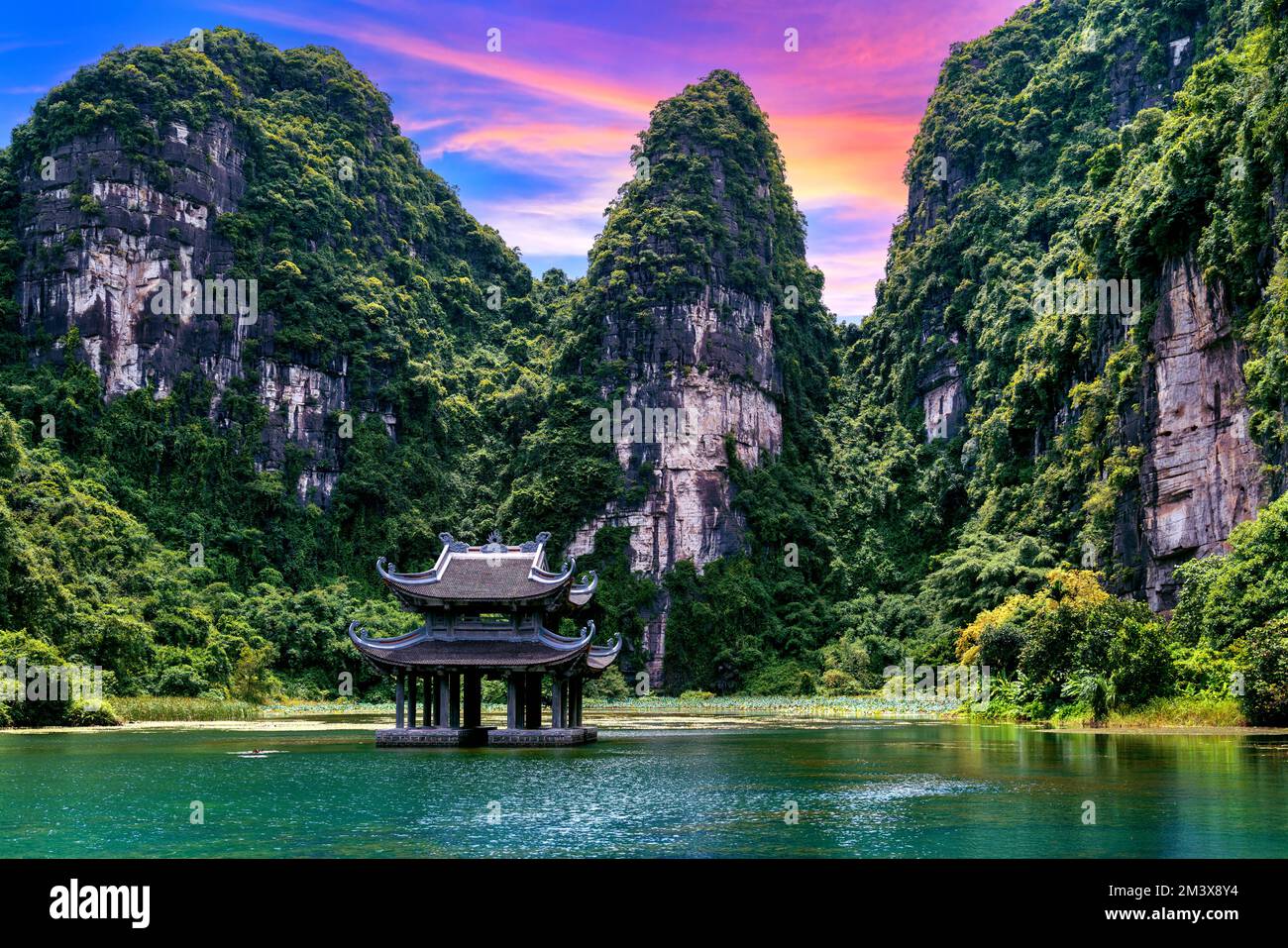 Vietnamese temple in Trang An, Vietnam. Famous place in Tam coc Stock ...