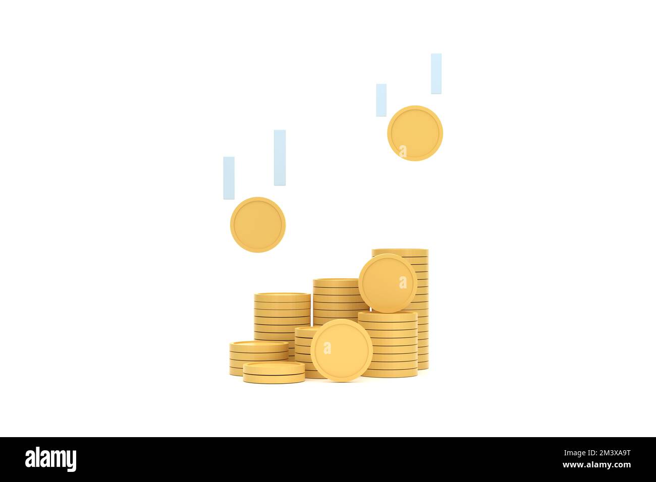 3D. Coins heap. pile of falling gold coins. concept business finace Stock Photo