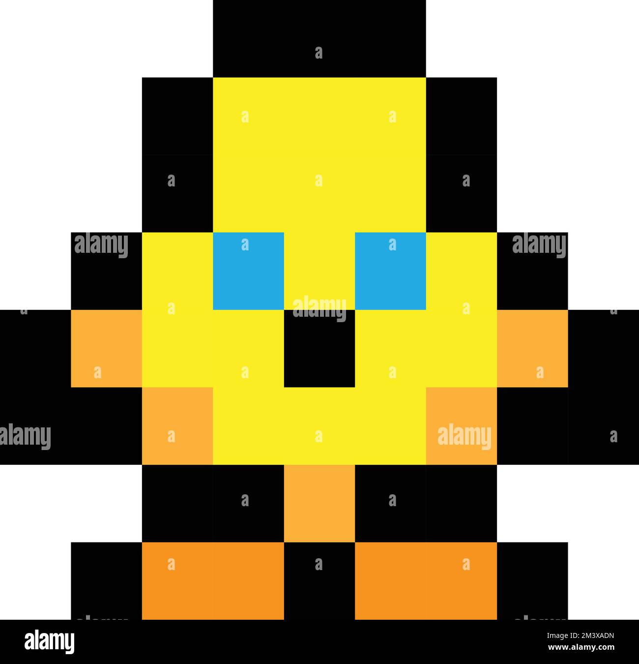 A cute pixel art of a small yellow chick isolated on an empty ...