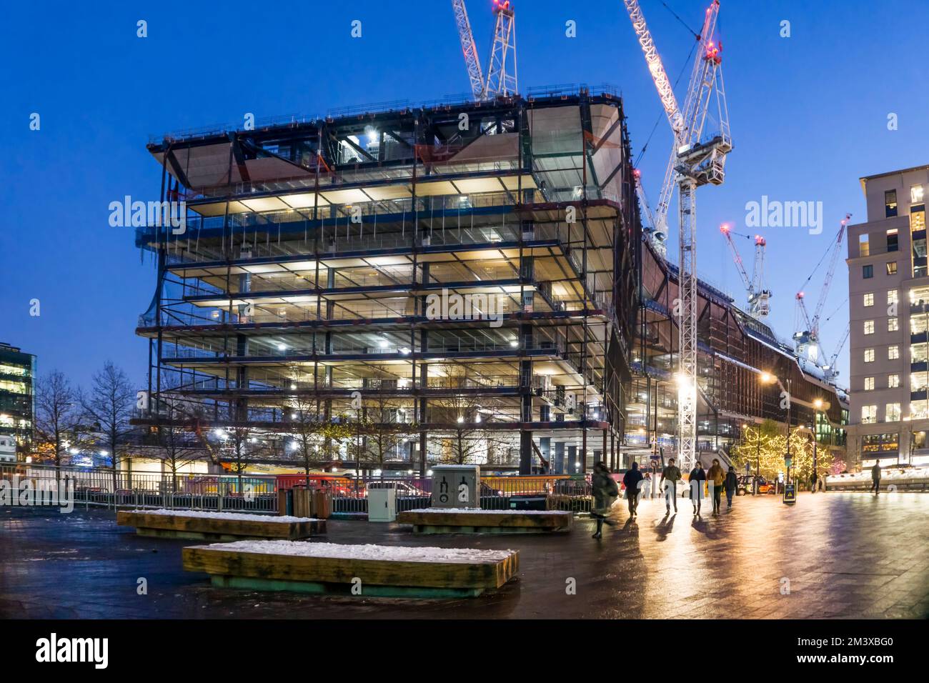 A night time view of the Google, KGX1 development at King's Cross. London. Stock Photo