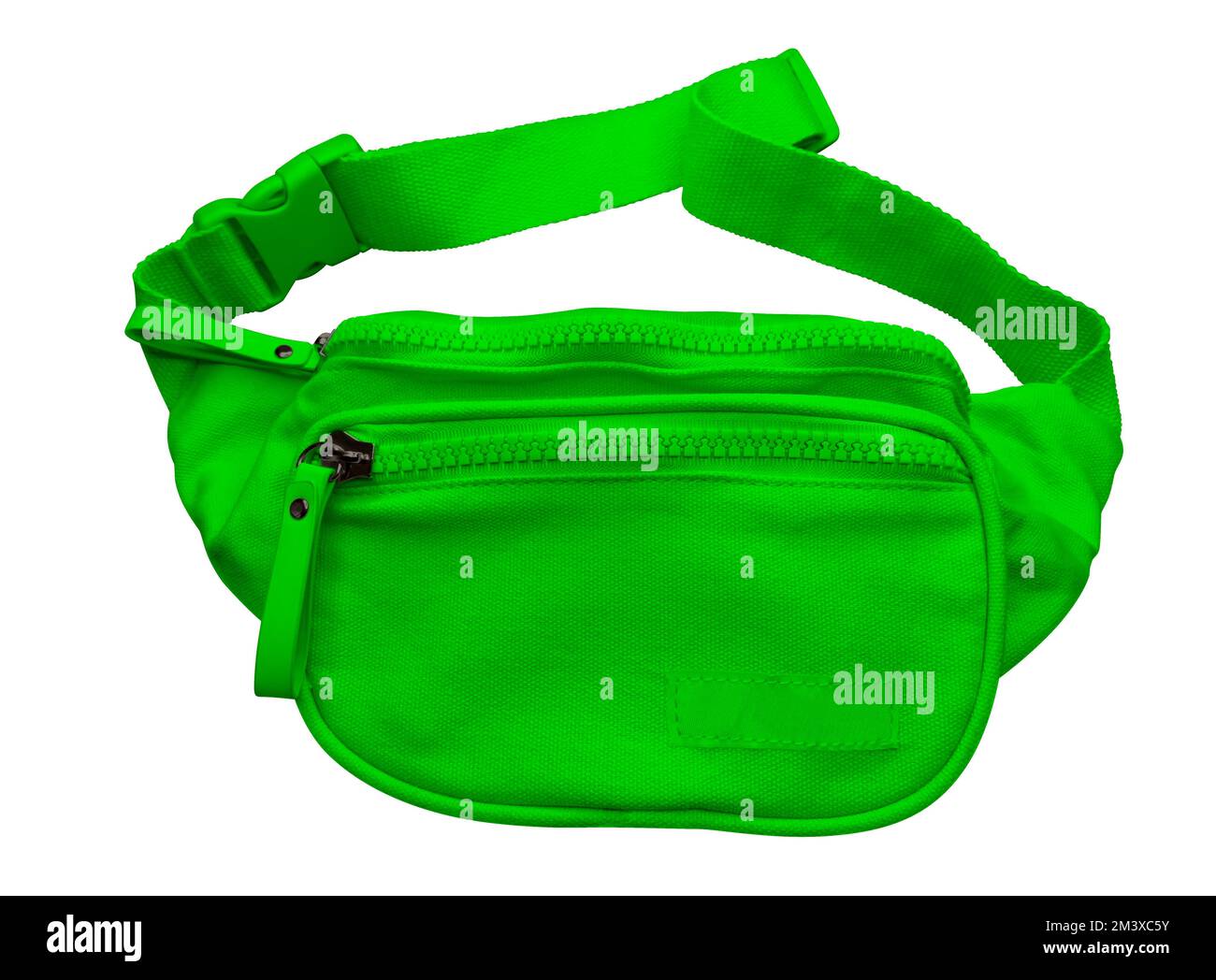 Green waist bag for women, isolated on white. Clipping path included