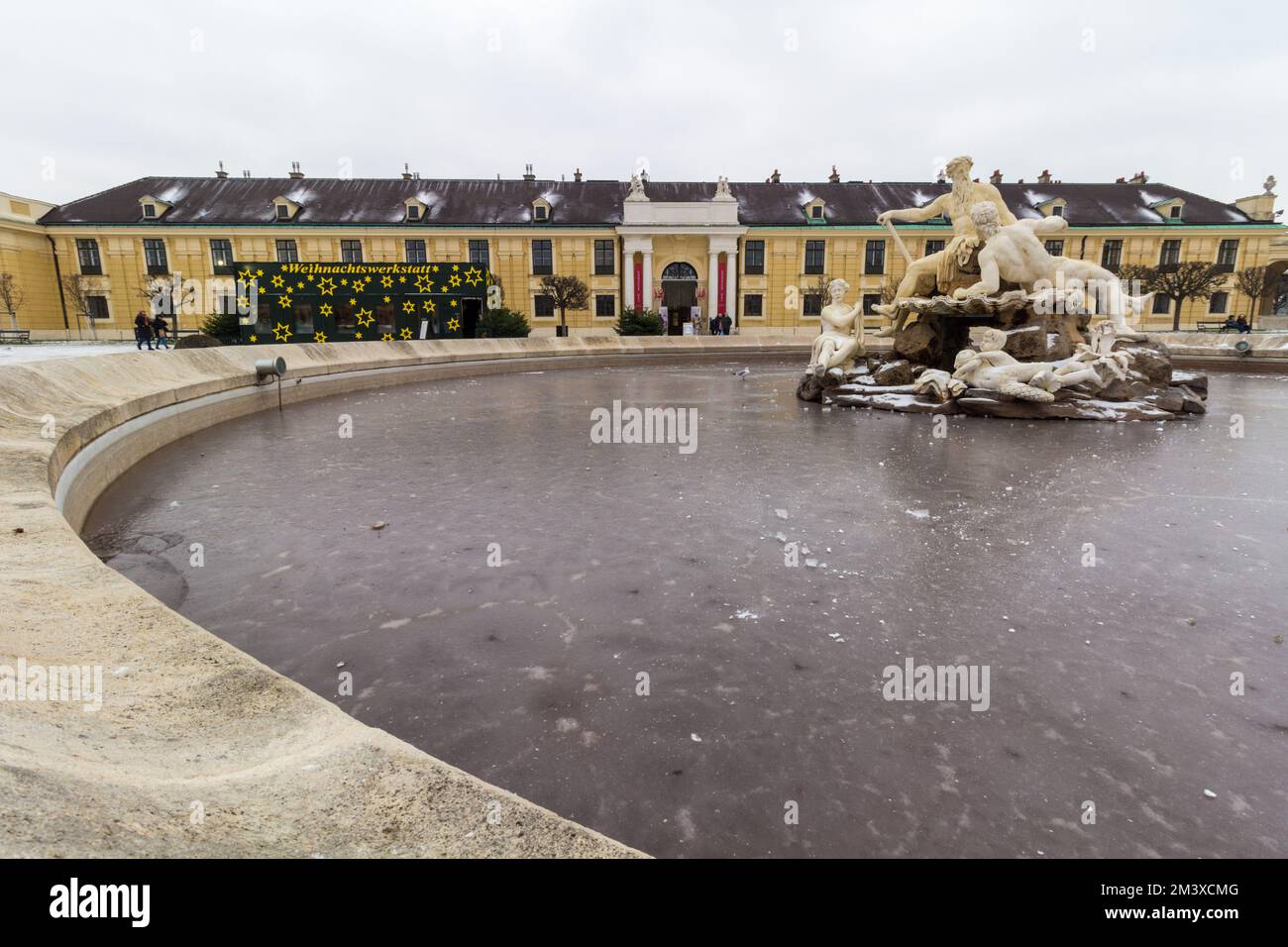 Eastern fountain with mythological figures in front of Schonbrunn Palace, Vienna, Austria Stock Photo