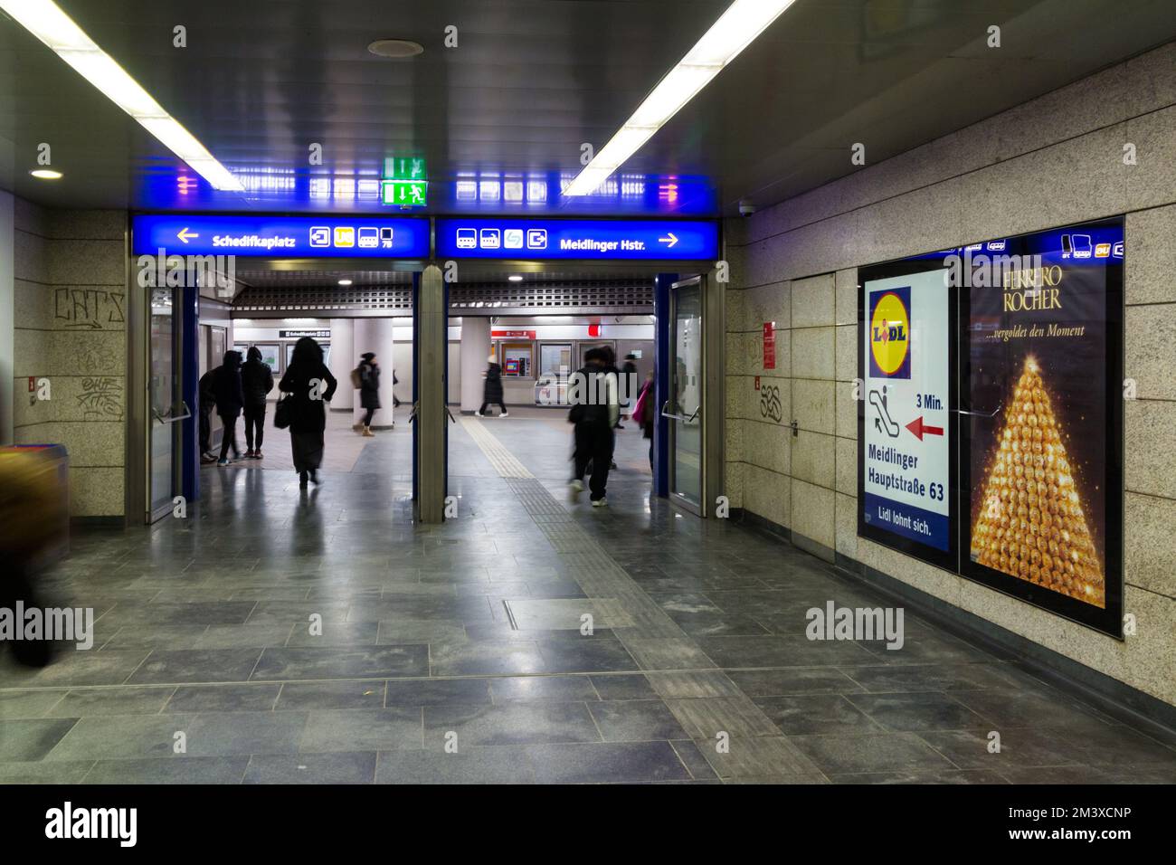 Subway under Meidling railway station, Meidling, Vienna, Austria Stock Photo